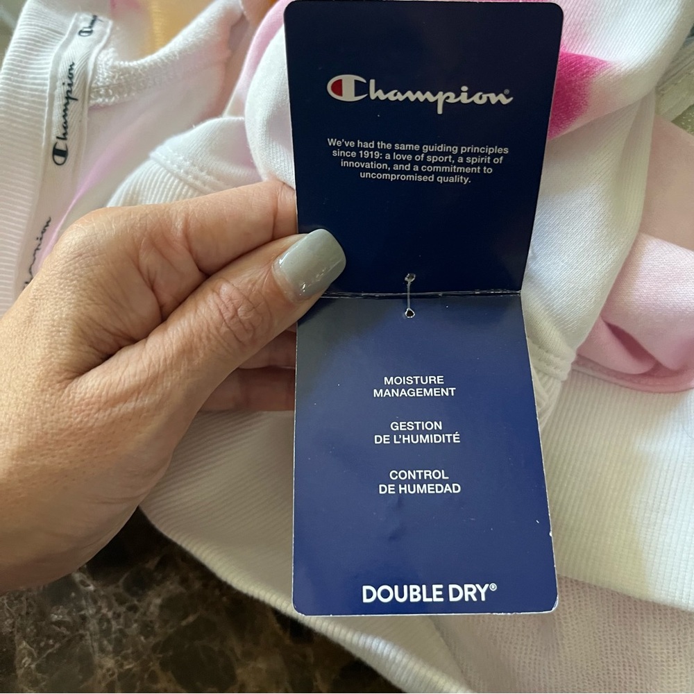 NWT Champion Multi Wash Campus French Terry tie dye cropped sweatshirt Size L - Picture 8 of 9
